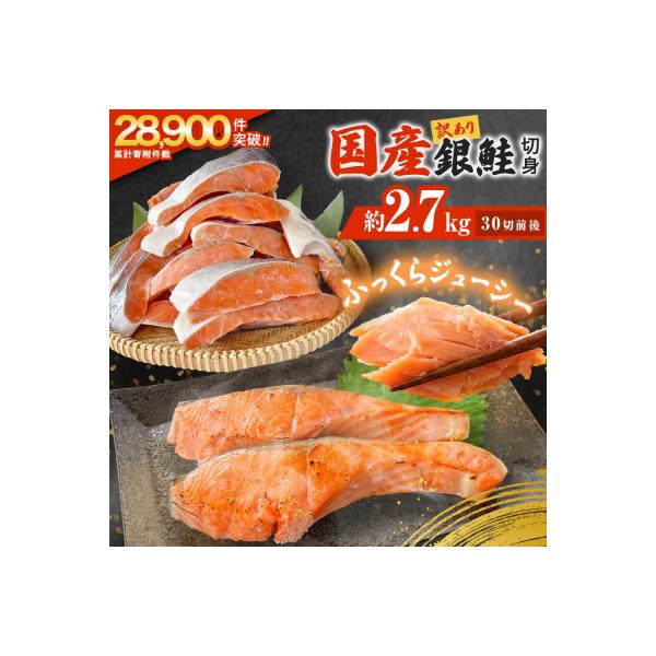 《訳あり》 産地直送! どっさり 2.7kg! 国産銀鮭 定塩切身 冷凍 鮭 切り身 石巻市