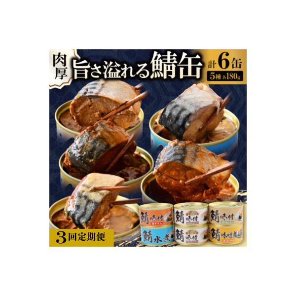 【2ヵ月毎定期便】鯖缶詰6缶 A(醤油・唐辛子・生姜・噌煮煮・水煮)全3回