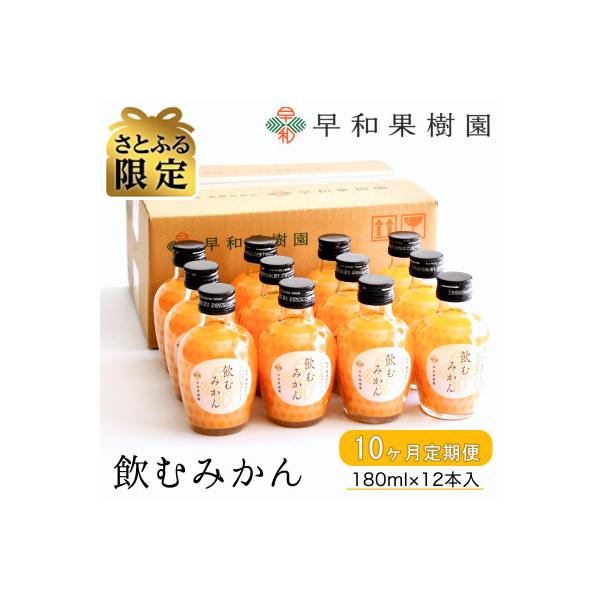 【毎月定期便】【さとふる限定】早和果樹園　飲むみかん180ml×12本入　全10回