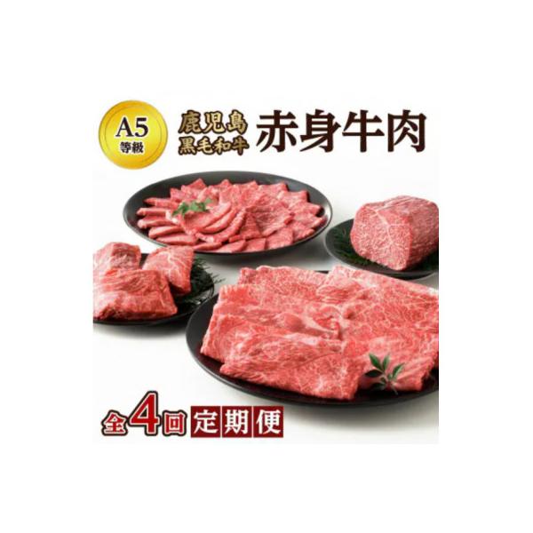 【発送月固定定期便】A5等級 鹿児島黒毛和牛 赤身牛肉 定期便(南九州市)全4回