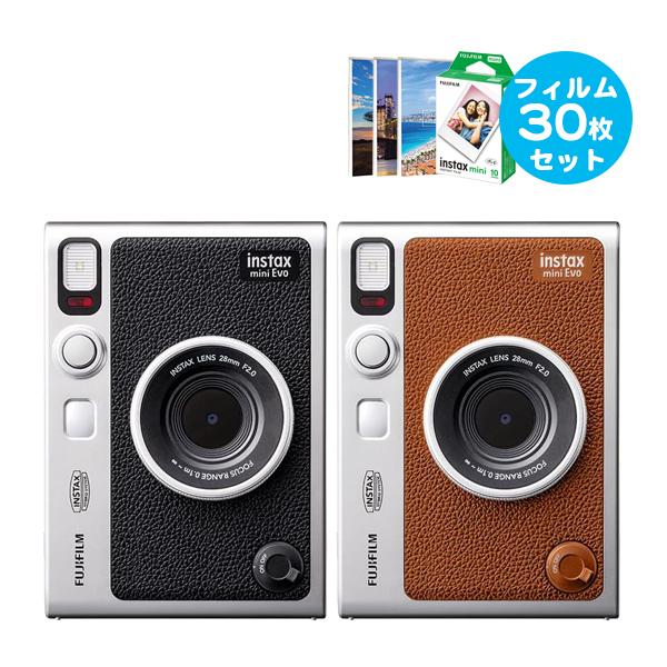 チェキ instax mini Evo ブラック ブラウン 本体&フイルム30枚 チェキ instax mini Evo ブラック ブラウン 本体&フイルム30枚