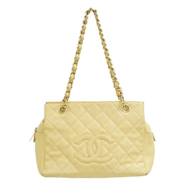 本物 シャネル CHANEL ココマーク マトラッセ チェーン ショルダーバッグ トートバッグ キャビアスキン レザー ベージュ 本物 シャネル CHANEL ココマーク マトラッセ チェーン ショルダーバッグ トートバッグ キャビアスキン レザー ベージュ
