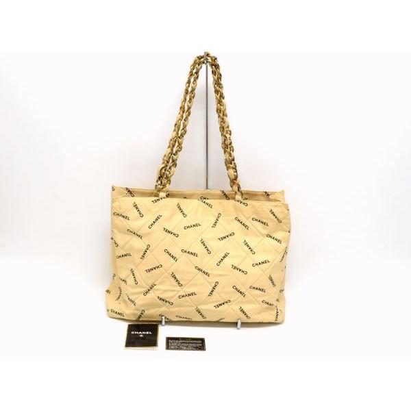 本物 CHANEL シャネル ロゴ ヴィンテージ チェーン トートバッグ  