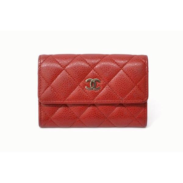 本物 CHANEL シャネル CC COCO ココマーク キャビアスキン レザー  