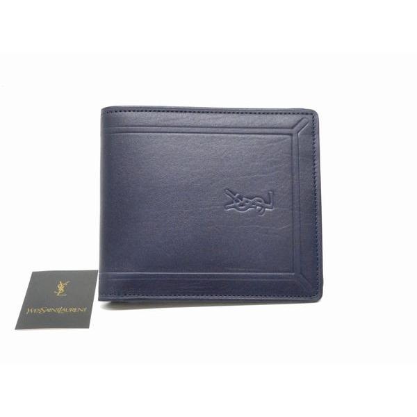 本物 Ysl Yves Saint Laurent イヴ サンローラン ヴィンテージ 二つ折 折財布 ネイビー 紺 レザー 革 ユニセックス 財布 ウォレット 中古 株式会社hirakoba 通販 Yahoo ショッピング