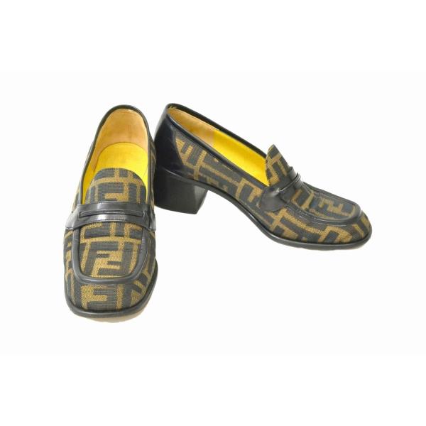 本物 FENDI フェンディ ズッカ柄 ローファー ビジネスシューズ