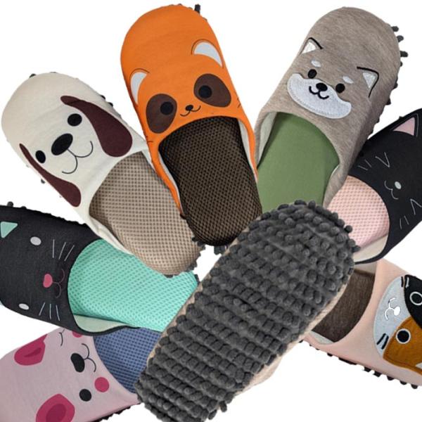 モップ スリッパ アニマル柄 掃除スリッパ【サイズ】外寸約26cm【目　安】足サイズ　23cm〜24cm位【材　質】表地/ポリエステル　スリッパ底/マイクロファイバー【カラーバリエーション】15種類【発送サイズ】ミニ　何足お買い上げ頂いても...