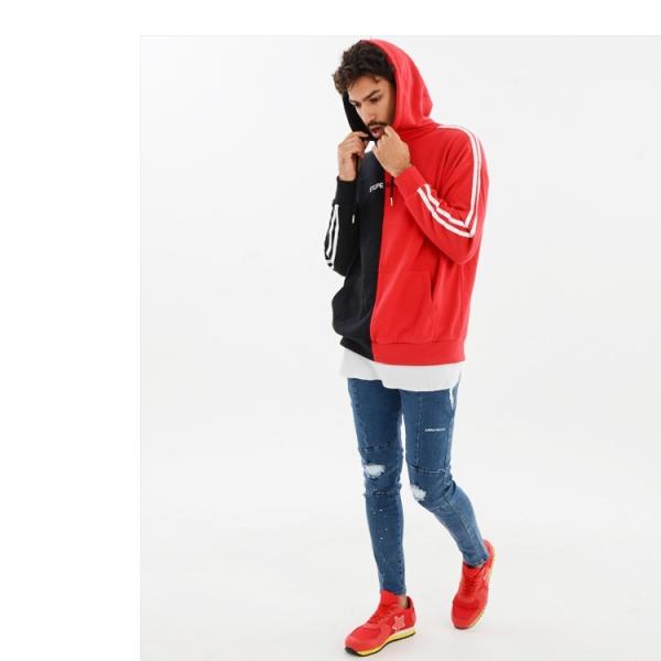 パーカー メンズ 春 春服 スポーティー 配色 プルオーバー オーバーサイズ 2本ライン バイカラー 大きいサイズ ビッグシルエット 賜物