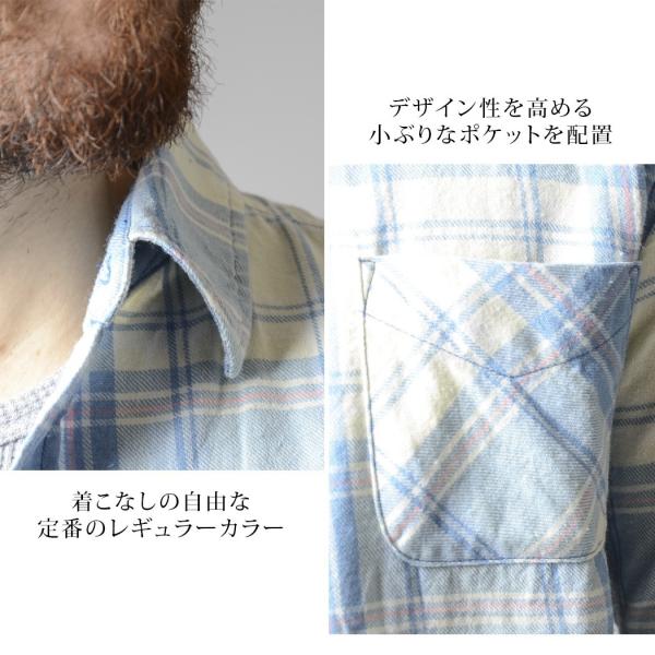 インディゴチェックシャツ メンズ ネルシャツ デニムシャツ 長袖シャツ 腰巻 サーフ系 30代ファッション ブルー パステルカラー 40代 イエロー 春服 最安値挑戦