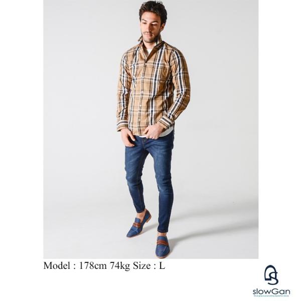 シャツ メンズ 春 春服 長袖 L ベージュ M イタリアンカラー チェック 春夏新作