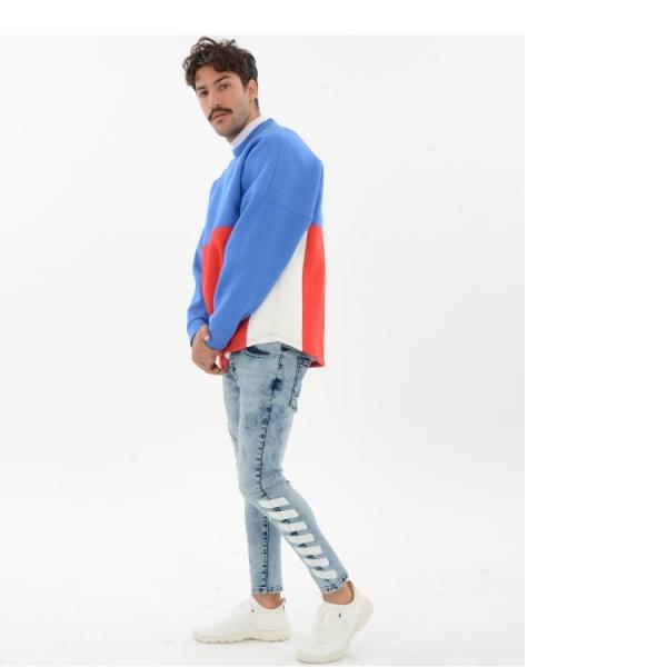 スキニーパンツ メンズ デニム 秋 秋服 ライン ダメージ スキニー 大きいサイズ 40代 超目玉 韓国 Armyrich ブルー ストレッチ S Xl 30代ファッション