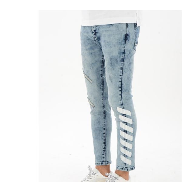 スキニーパンツ メンズ デニム 秋 秋服 ライン ダメージ スキニー 大きいサイズ 40代 超目玉 韓国 Armyrich ブルー ストレッチ S Xl 30代ファッション