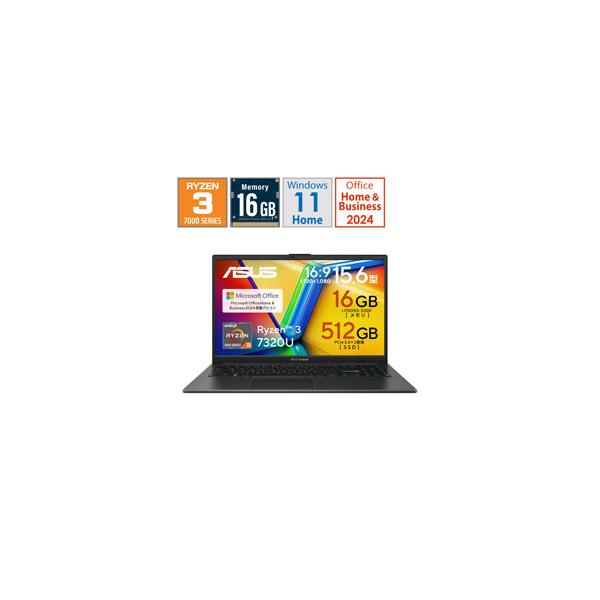 ノートパソコン Vivobook Go 15 ミックスブラック E1504FA-R3165BWS ［15.6型 /Windows11 Home /AMD Ryzen 3 /メモリ：16GB /SSD：512GB /Office Home and Bu…