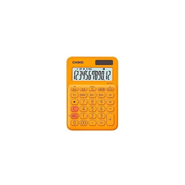 CASIO カシオ カラフル電卓 ミニジャストタイプ 12桁 オレンジ [卓上 ビジネスに最適 業務実務 時間計算] MW-C20C-RG [送料無料]