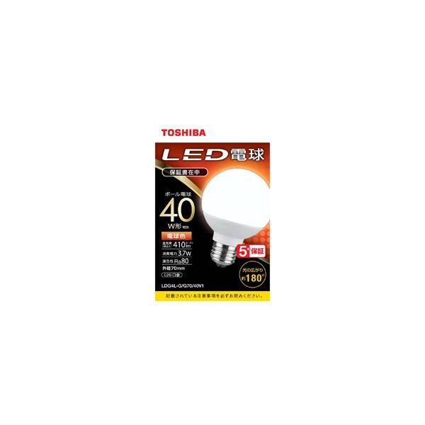 TOSHIBA(����) LED�d���i�{�[���`�j40W�`�����@�d���F�i�O�a70mm�j����E26�@�L�z���i�z���p180°�j LDG4L-G/G70/40V1