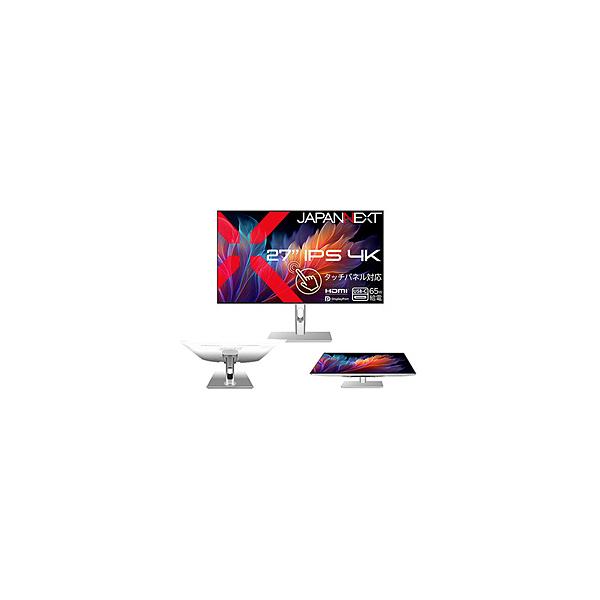 JAPANNEXT USB-C接続 PCモニター フラットスタンド対応(タッチパネル) ホワイト JN-IPST27U-FLDC6 ［27型 /4K(3840×2160） /ワイド /60Hz］の商品画像