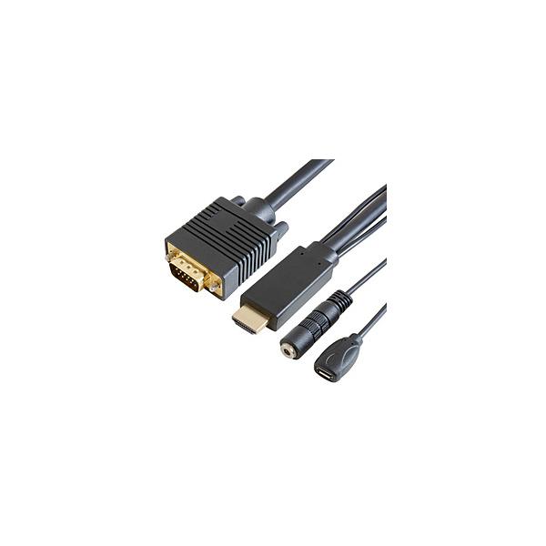 GOPPA �f���ϊ��P�[�u�� micro USB���X���d /��3.5mm �u���b�N GP-HDV15K-10 �mHDMI��VGA /1m�n