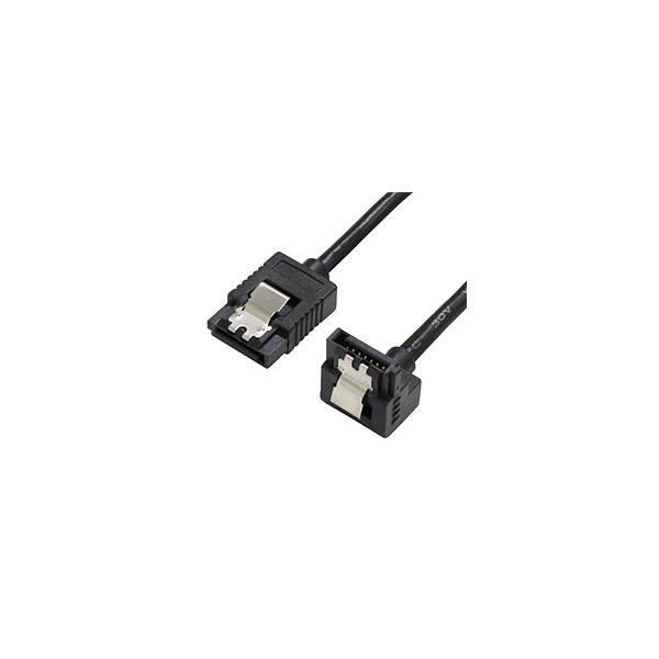 他サイト： アイネックス SATR-3105LBK (50cm/ラッチ付 シリアルATAラウンドケーブル 片下L型コネクタ)の商品画像