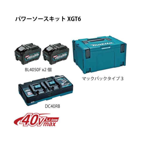 マキタ パワーソースキットXGT6 A-72039（リチウムイオンバッテリBL4050F 2個＋急速充電器DC40RB＋マックパックタイプ3）