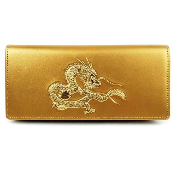 専用　財布 財布 皇帝龍18K 長財布 国産 ゴールド 牛革 101394 札入れ カード入れ