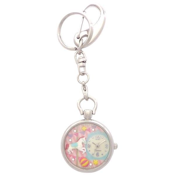 アニマル どうぶつ 携帯時計 懐中時計 キーホルダー時計 動物 白馬 うま 馬 キーチェーン時計 ハングウォッチ バッグチャーム 携帯 レディース時計 サンフレイム J-AXISお子様、お母様やお祖母様など、大切な方へのプレゼントに♪【ポス...