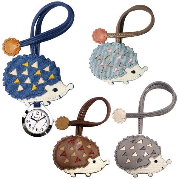 【ポスト投函発送】携帯時計 はりねずみ ハングウォッチ ブラウン グレー デニム E02716S-6 レディース 時計 かわいい 懐中時計 バッグチャーム レディース ストラップ かわいい 贈り物 ギフト プレゼント お祝い 記念品バッグの...