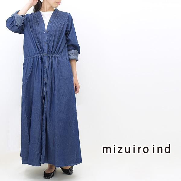 mizuiro-ind ミズイロインド デニムピンタックワンピース 3-250019 