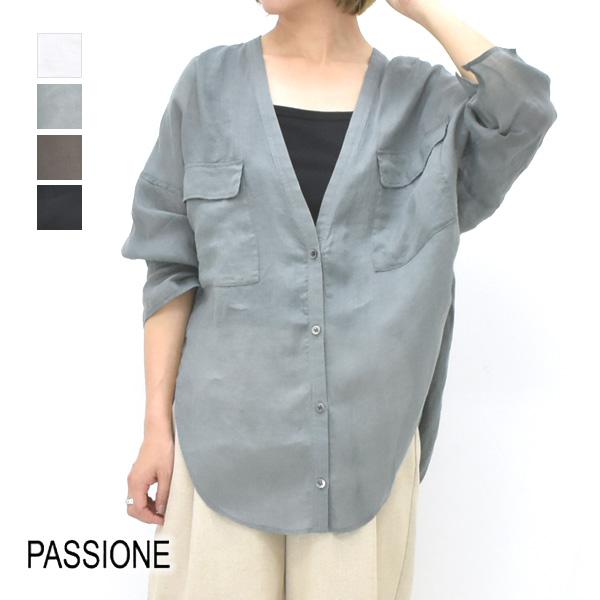 新品タグ付 2025新作 パシオーネ カフネ シャツ フリーサイズ ホワイト