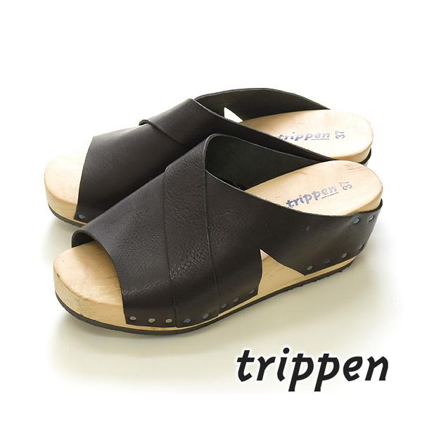 trippen / サンダル/39/BLK/牛革/WAW221 22SS】trippen トリッペン LASSO/ラッソ WAW221 ウッドウェッジソール