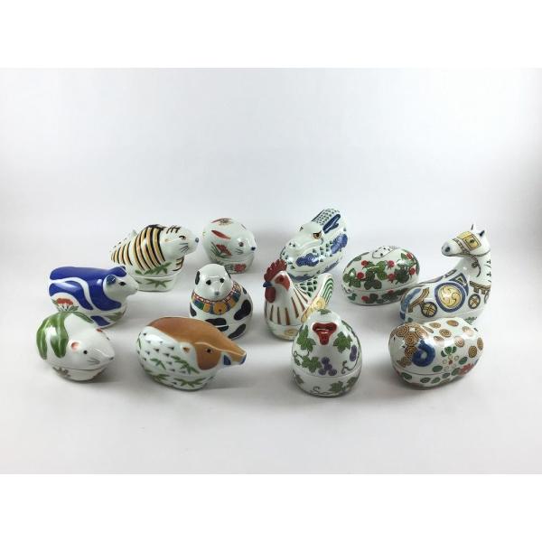 産地日本　佐賀県窯元有田焼　幸楽窯サイズ(約)　子　90×52×H45mm　丑　93×50×H60mm　寅　95×50×H70mm　卯　90×48×H55mm　辰　90×53×H65mm　巳　85×50×H55mm　午　92×45×H98m...