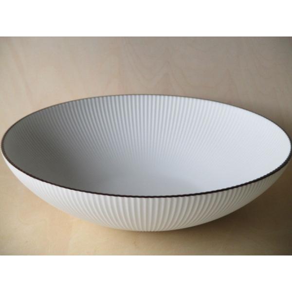 有田焼 李荘窯 渕錆白磁ブラスト鎬ボールL ボウル 大鉢 25cm 白色