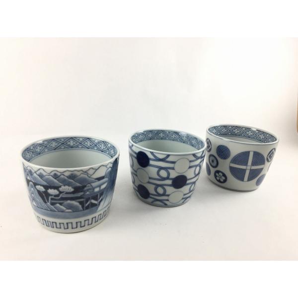 有田焼 李荘窯 蕎麦猪口(大)(8.5cm) (山水家屋文 /丸繋ぎ紋 / 丸十字文