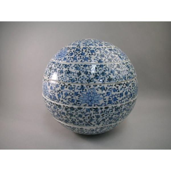 有田焼 李荘窯：染付市松文 珠型珍味×5個セット☆ y-tsujishin_rs133556