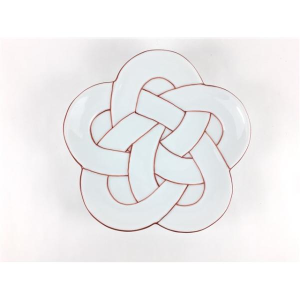 有田焼 田清窯 花結び銘々皿 赤線 太白赤線梅むすび銘々皿 皿 中皿
