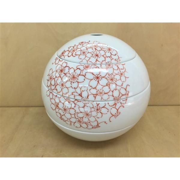 有田焼 李荘窯 あかね工房 玉重 赤桜丸文 珠型三段重 当店限定品 化粧