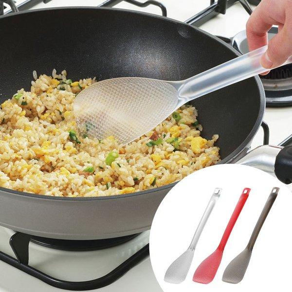 （メール便発送）炒め シャモジ スモーク クリア レッド 食器洗い乾燥機対応 しゃもじ チャーハン くっつかない スプーン 食洗機 ミニ ダブルエンボス加工