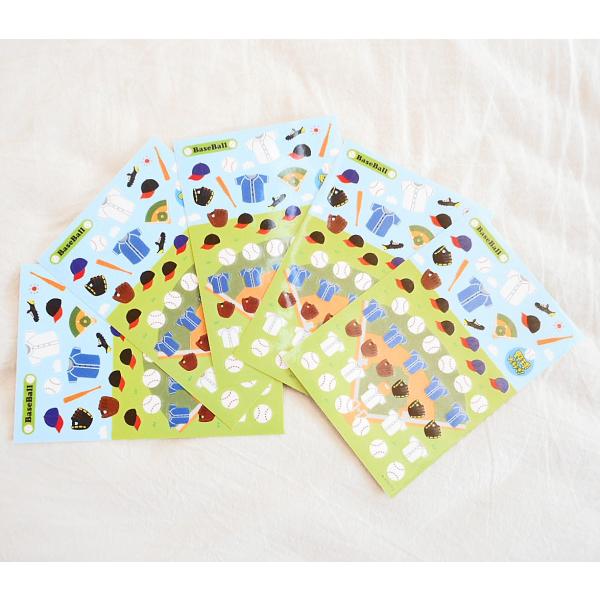 野球 グッズ 雑貨 プレゼント イベント 卒業 部活 ギフト 記念品 学校 おもちゃ 子供 (５枚セット) 野球がたくさん はがきサイズのオリジナルスポーツシール