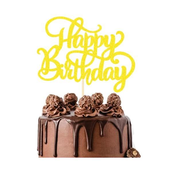 WishFirst ケーキトッパー キラキラ 誕生日ケーキトッパー カップケーキ Happy Birthday 文字 飾り お祝い ケーキ挿入カード