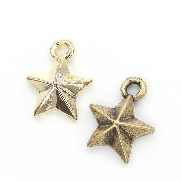 チャームパーツ 2個入 solid star スター 星 シンプル カン付き 金属