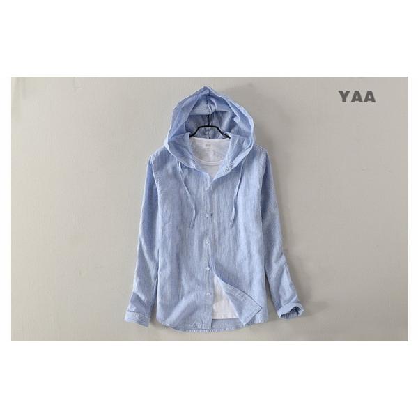 シャツ メンズ フード付きシャツ パーカー カジュアルシャツ 綿麻 リネンシャツ 長袖 ストライプ柄 ライトアウター トップス シャツパーカー Buyee 日本代购平台 产品购物网站大全 Buyee一站式代购 Bot Online