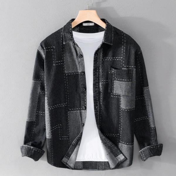 ダンガリーシャツ メンズ シャツ デニムシャツ カジュアルシャツ トップス チェック柄 長袖 春服 春物 父の日