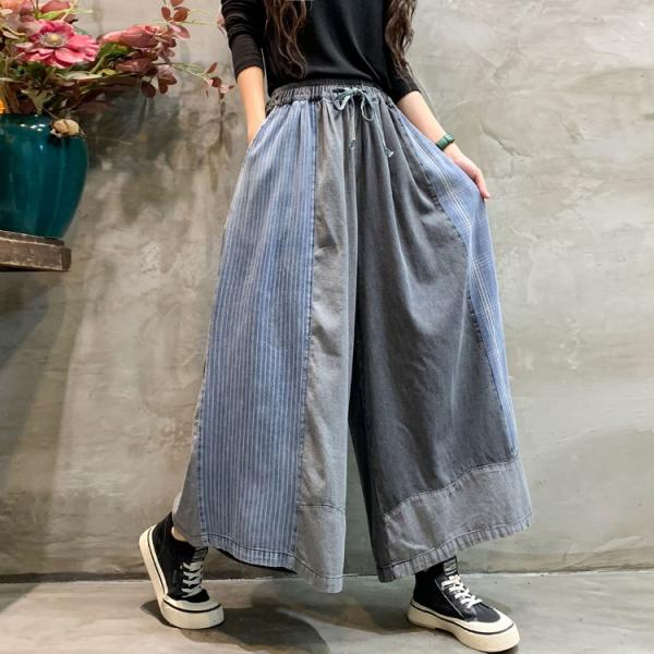ガウチョパンツ ジーンズ デニムパンツ バギーパンツ ワイドパンツ 八