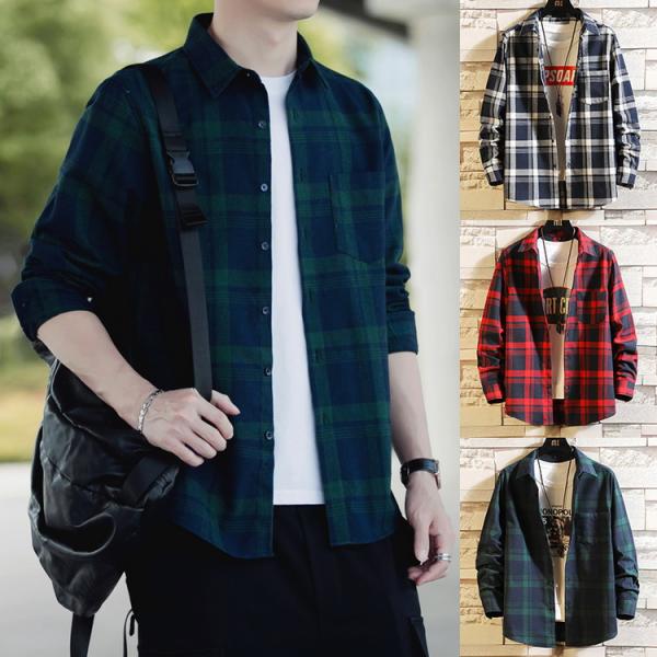 シャツ チェック柄 ネルシャツ トップス 長袖 カジュアルシャツ 30代