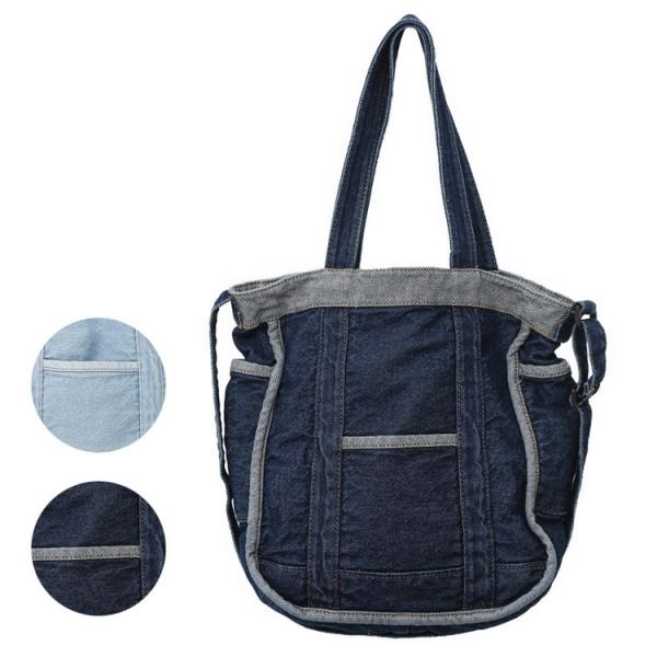 bott 25ss デニムショルダーバッグ　2way トートバッグ ショルダーバッグ デニム 2wayバッグ 大容量 カバン 鞄