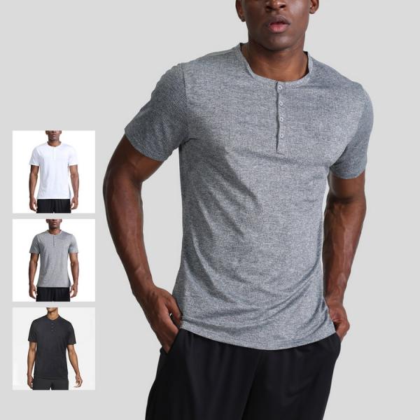 tシャツ 吸汗速乾 フィットネス トレーニングウェア スポーツ トップス ヘンリーネック 半袖 メッシュ メンズ 父の日