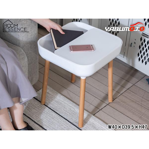 東谷 （あずまや） サイドテーブル ホワイト全体的に丸みを帯びたデザイン性のあるフォルムのサイドテーブルです。天板は外すことが出来るので容易に収納が行なえます。また、中の底板箇所にコード穴があるため照明やスマートフォンの充電器コードを通すこ...