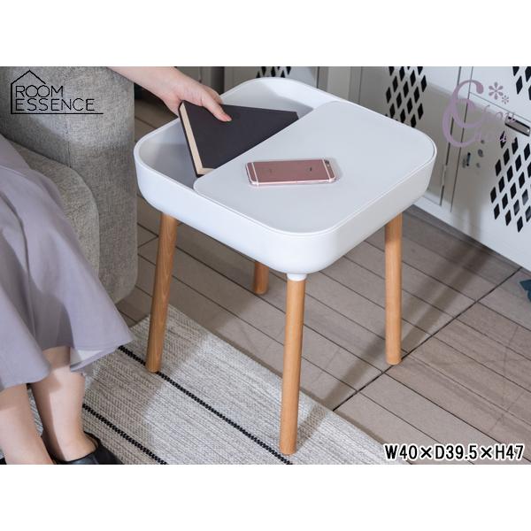 東谷 （あずまや） サイドテーブル ホワイト全体的に丸みを帯びたデザイン性のあるフォルムのサイドテーブルです。天板は外すことが出来るので容易に収納が行なえます。また、中の底板箇所にコード穴があるため照明やスマートフォンの充電器コードを通すこ...