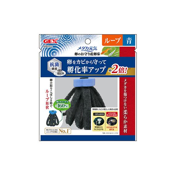 GEX メダカ元気 卵のお守り産卵床 ループ青  観賞魚用品 水槽用品卵を守るために利用したいメダカ産卵床