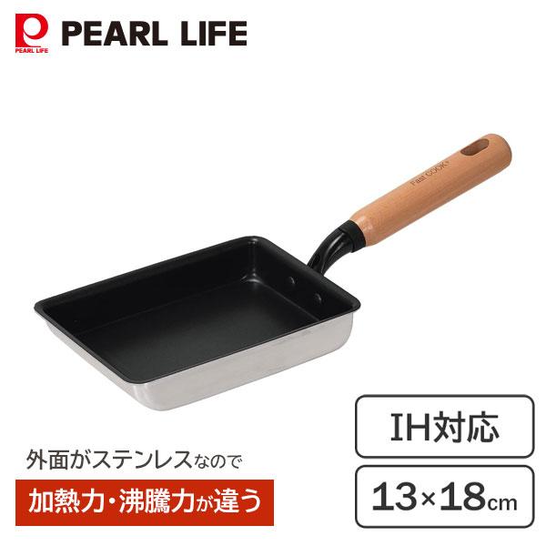 パール金属 玉子焼 13×18cm IH対応 2層鋼ダイヤモンドコート 木柄