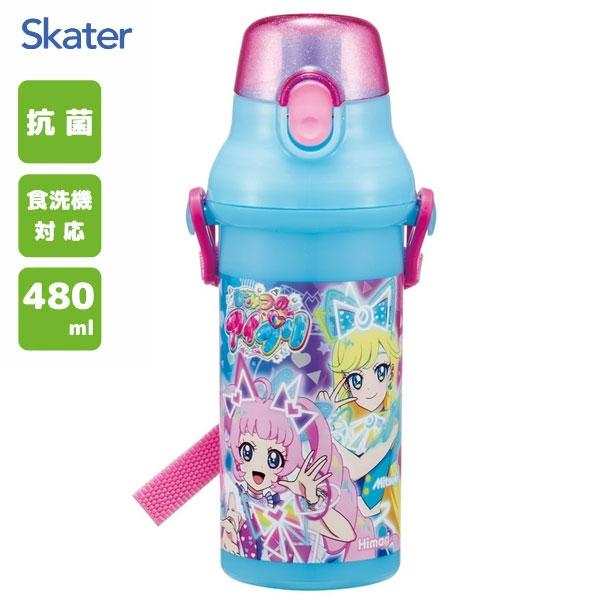 スケーター 抗菌 直のみ プラワンタッチボトル 480ml ひみつのアイプリ